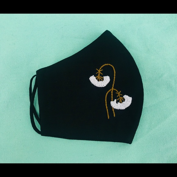 Embroidered Face Mask, Linen Mask w Filter Pocket - Picture 2 of 4